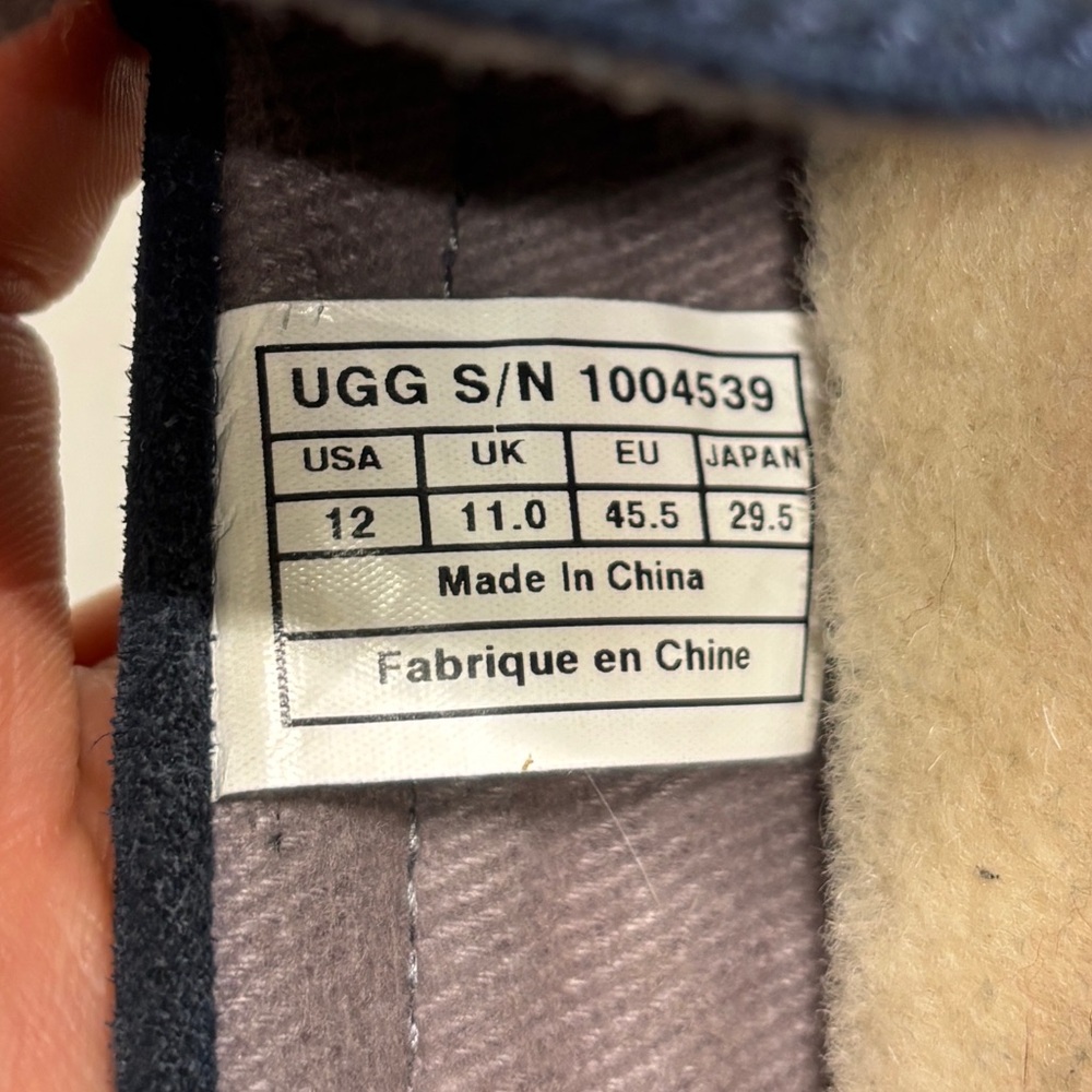 UGG Men’s Suede Loafer Slippers Navy Blue Shearling Lined Size 12 - Picture 15 of 15